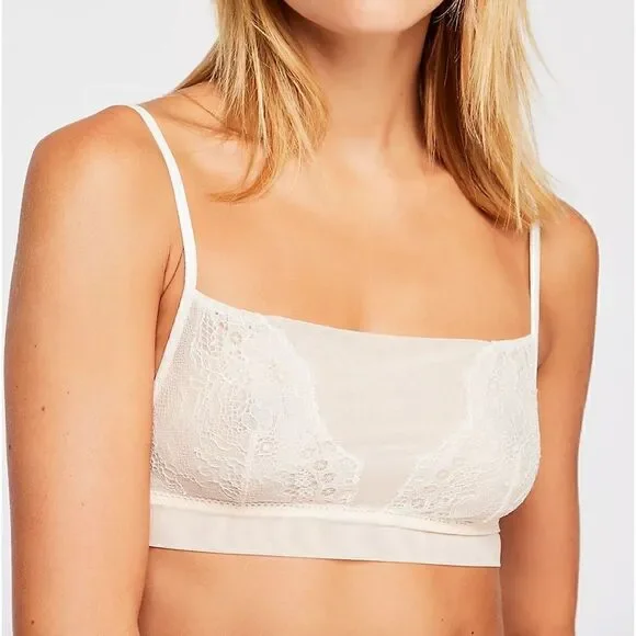 Free People Serena Adjustable Lace Bralette in the Size Medium in Neutral Combo