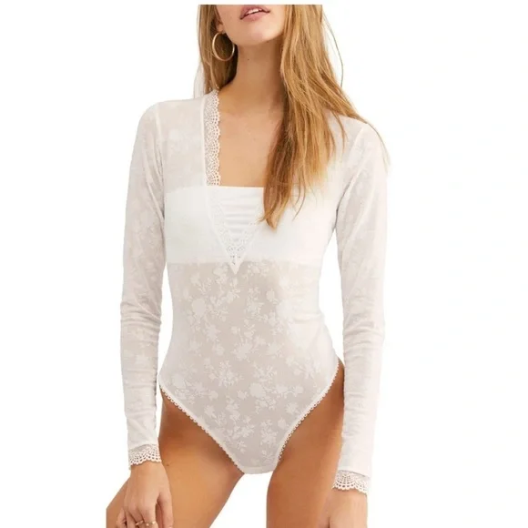 NWT Free People “Babes in Bandeau” Mesh Bodysuit