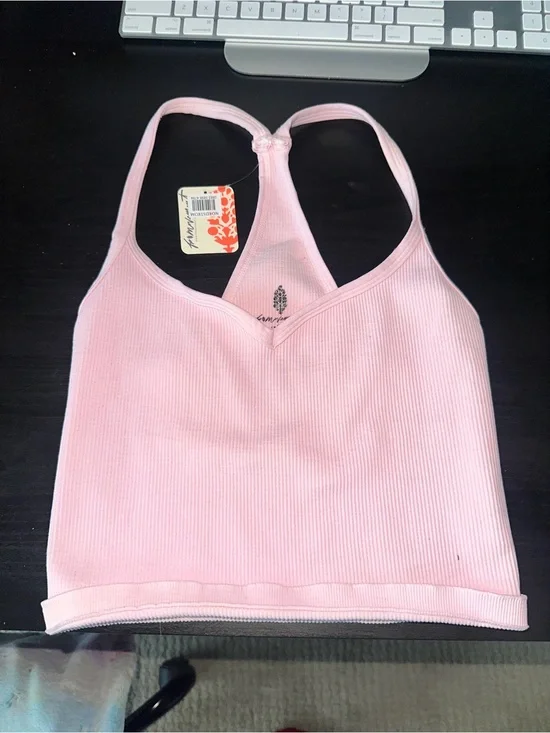 NWT Free People Nordstrom Ribbed Light Pink Racerback Crop Top M/L