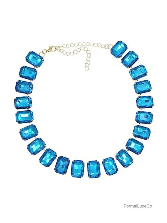 Crystal Rhinestone Choker Collar Necklace Sparkly Emerald Neck Chain Statement
