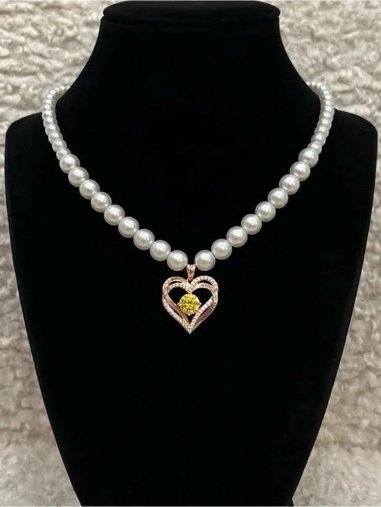 925s Rose Gold Birth Stone Pendant Love Pearl Necklace