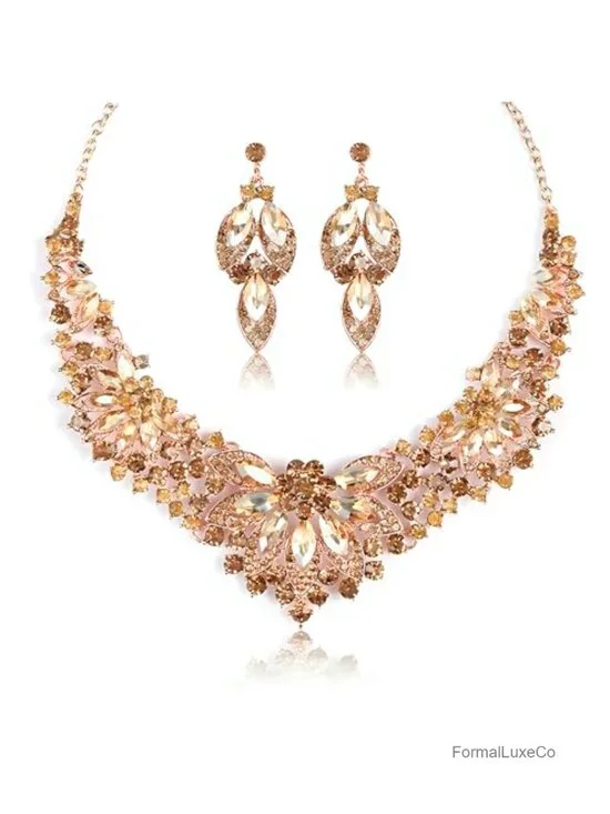 Rhinestone Crystal Green Bride Statement Choker Necklace Teardrop Cluster