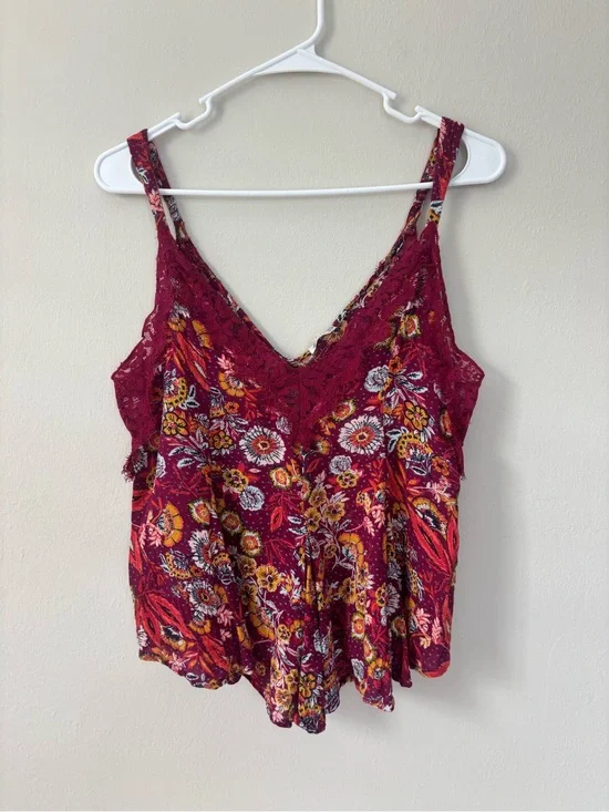Free People Intimately Tank Top Size Small Boho Lace Trim Flowy Babydoll