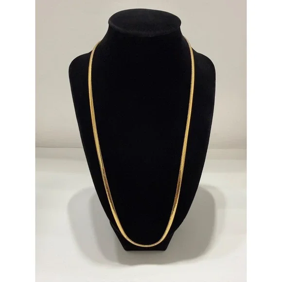 herringbone necklace chain gold over stainless 24 inch 3.75 mm