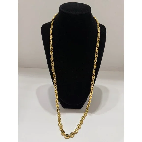 puffy mariner necklace chain gold over stainless 30 inch 8mm