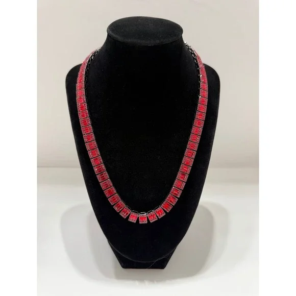 red tennis necklace chaim vvscz stones stainless waterproof 20inch 10mm