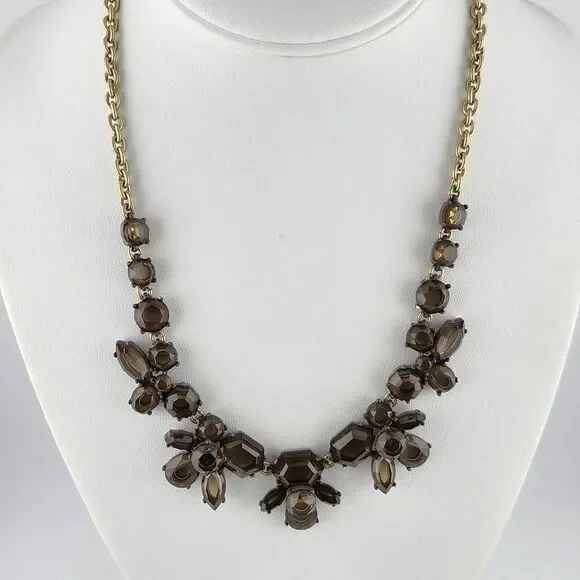 J. Crew Smokey Faceted Rhinestone Necklace Grey Faux‎ Stone