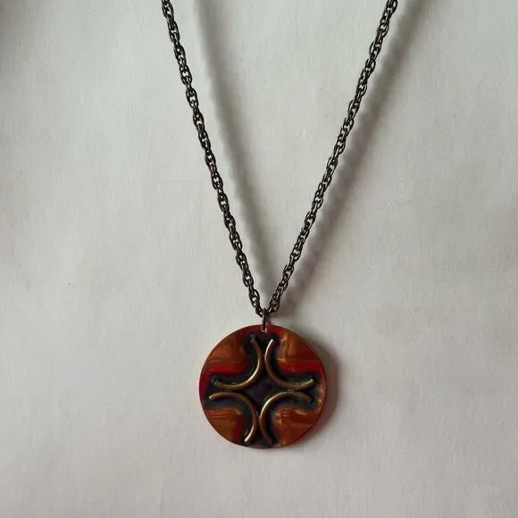 Vintage MCM Retro‎ 1960's Copper Necklace with Multi Link Chain