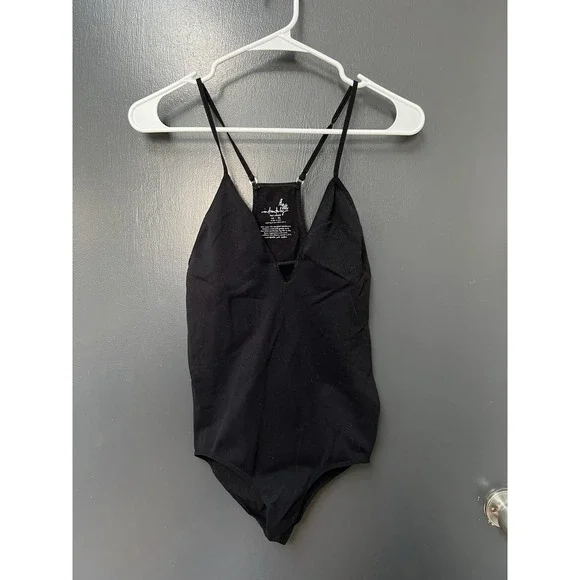 Free People Intimately Sz M/L Women's One-Piece Bodysuit Ribbed Black Solid