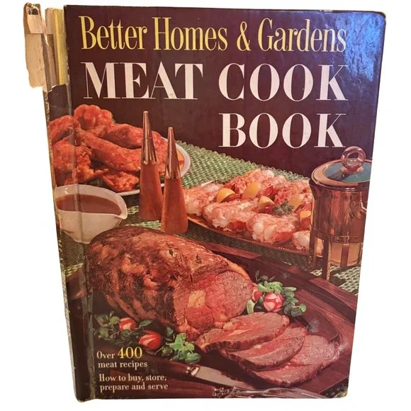 Vtg 1965 Better Homes Gardens Meat CookBook Retro MCM Kitchen Kitsch Cottagecore