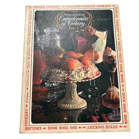 Vtg 1966 Womans Day Encyclopedia of Cookery Vol 4 MCM Retro Kitchen Decor Prop