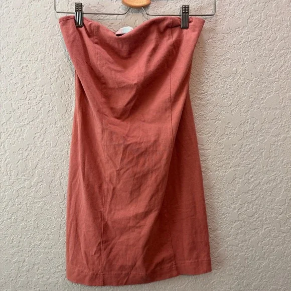 Free People Beach Strapless Cotton Tube Dress Medium Terracotta Boho Minimalist