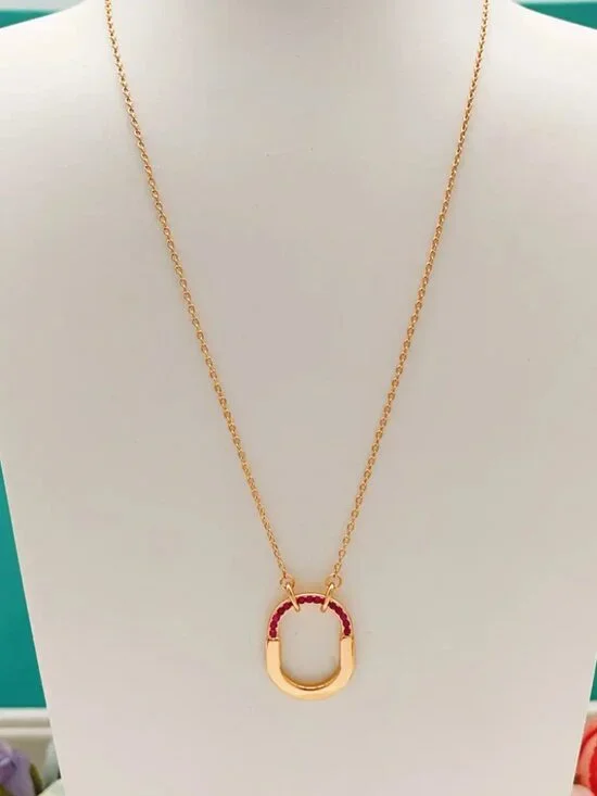 Tiffany & Co. Rose Gold Half-Diamond and Red Diamond U-Lock Necklace