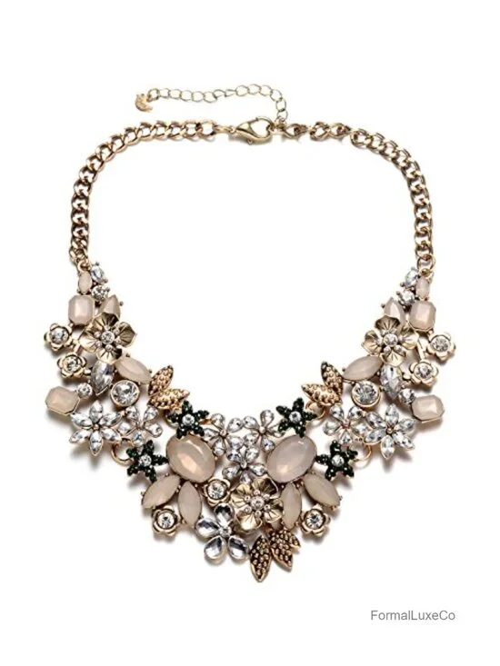 Floral Bib Statement Necklace Chunky Flower Necklace for Women