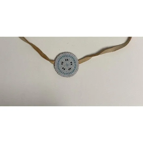 Vintage‎ Plains Style Beaded Medallion Necklace – 2.25