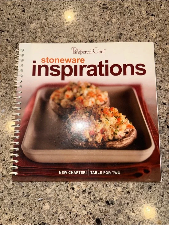 The Pampered Chef Stoneware Inspirations Cookbook - White Cover with Red Accents