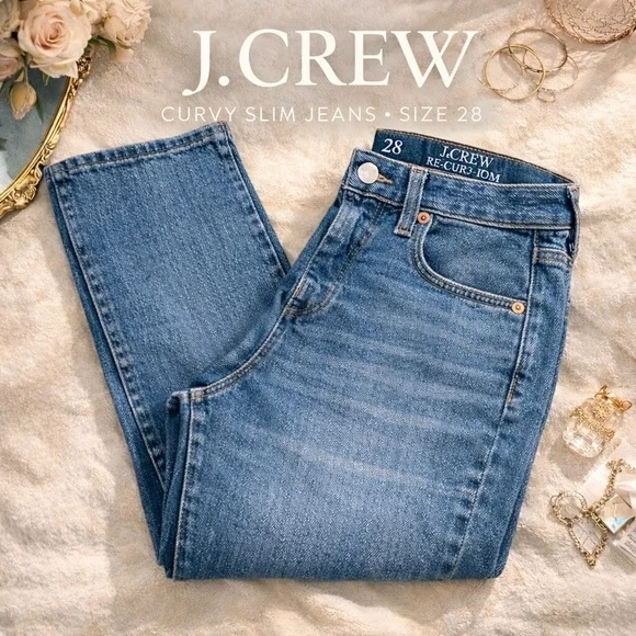 J.Crew Curvy Slim Jeans Size 28 Medium Wash Stretch Denim Classic Fit