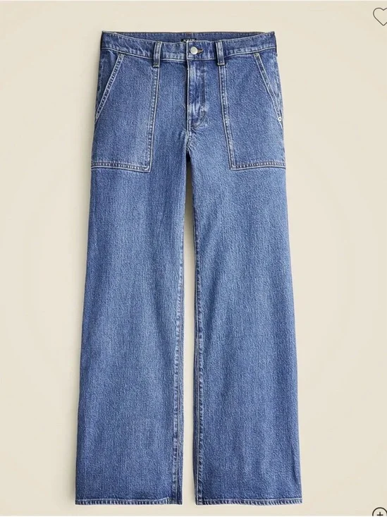 J.Crew High Rise Wide Leg Jeans Camp Pocket Medium Wash 29 Boho Minimalist