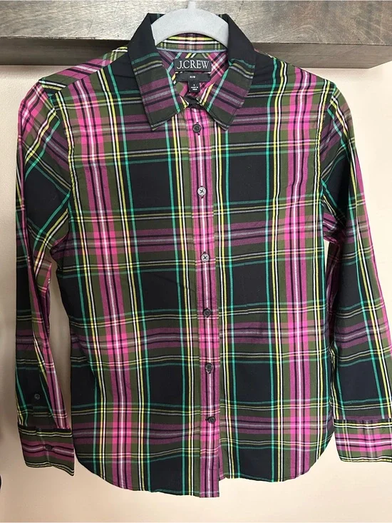 JCrew Slim Shirt in Pink Stewart Tartan