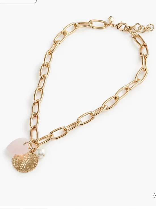 Jcrew Puffy heart charm necklace - Gold - NWT