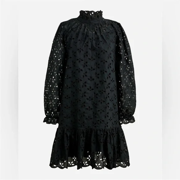 J.Crew Ruffleneck Eyelet Mini Dress