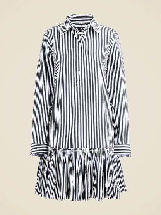 J.Crew Amelia long-sleeve shirt-dress in striped cotton poplin
