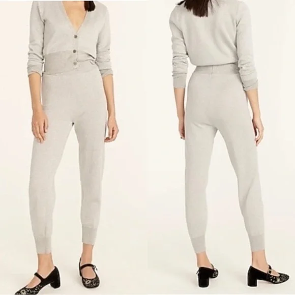 J.CREW Glitter Sparkle Merino Wool Sweater Silver Glitter Pants Joggers