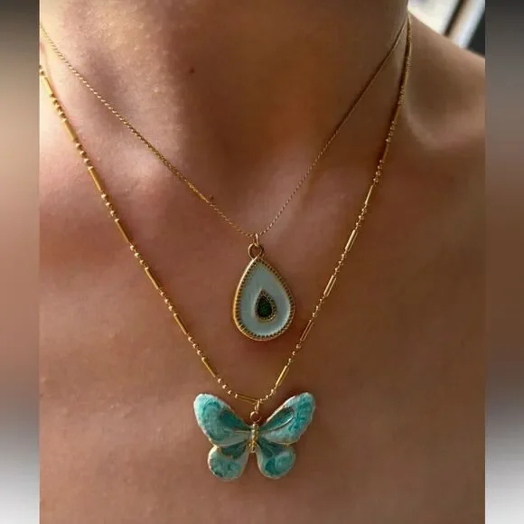 Blue water drop Necklace Q701