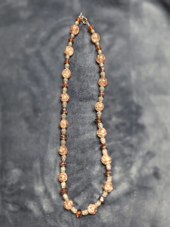 Radiant Copper Beaded Necklace - Elegant Copper Tone for Women