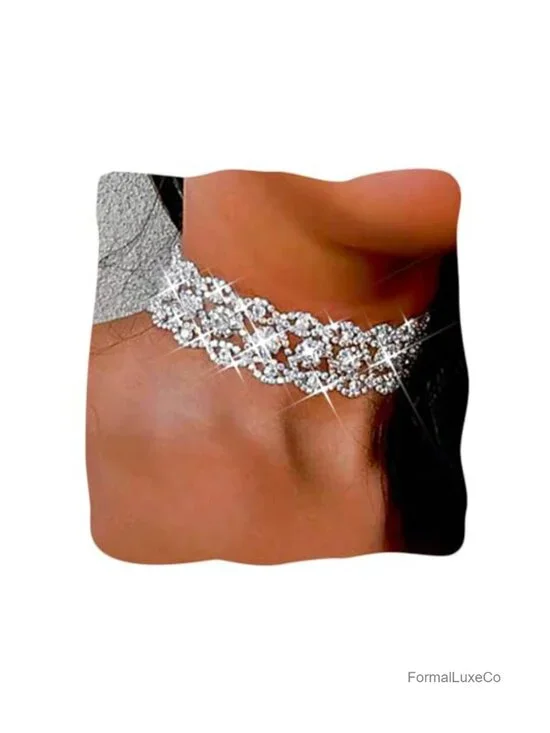 Rhinestone Choker Necklace Jewelry Sparkly Bling Prom Costume