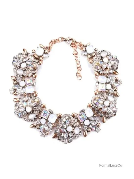 Large Rhinestone Bib Necklace Chunky Collar Statement Jewelry