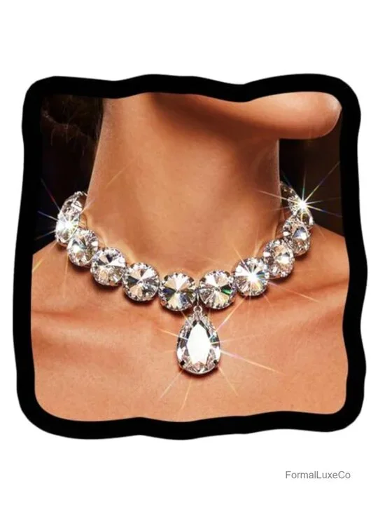Rhinestone Choker Necklace Chunky Diamond Crystal Party Jewelry
