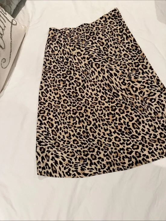 Jcrew Gwyneth Leopard Print A-Line Women's Slip Skirt - Beige/Black