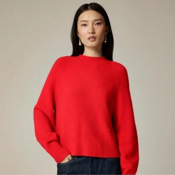 J. Crew Supersoft Yarn Rollneck Sweater Merino Wool Alpaca Blend Red L