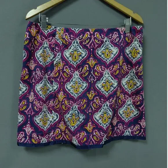 J.Crew Purple Mini Paisley Stretch Skirt Women Size 10