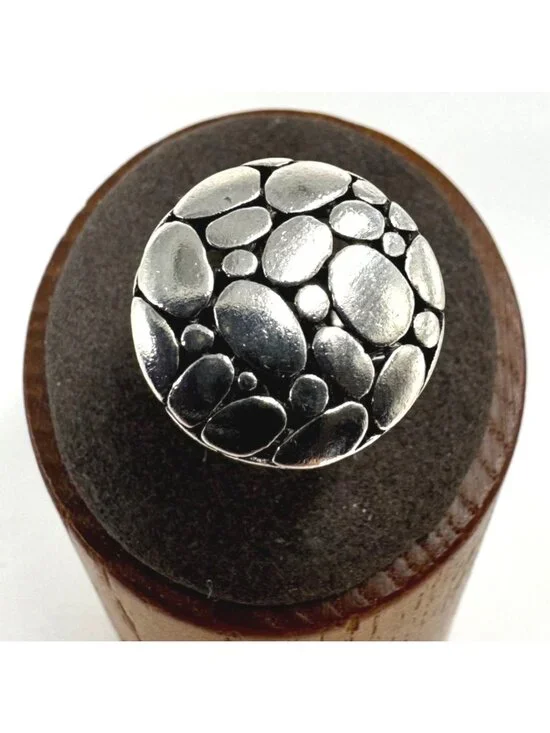 Textured Pebble Design Band Sterling Silver 925 Ring Size 6