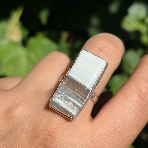 Size 8.5 925 silver plated‎ scenery Owhyee Opal ring
