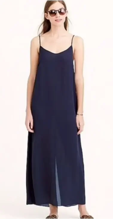 J.Crew Navy Slip Maxi Dress Size Small Minimal Clean Quality