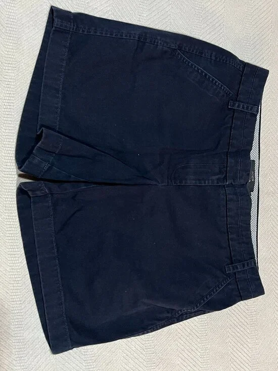 J. Crew Navy Chino Flat Front Cotton Pocket Mid Rise Shorts Womens Size 6