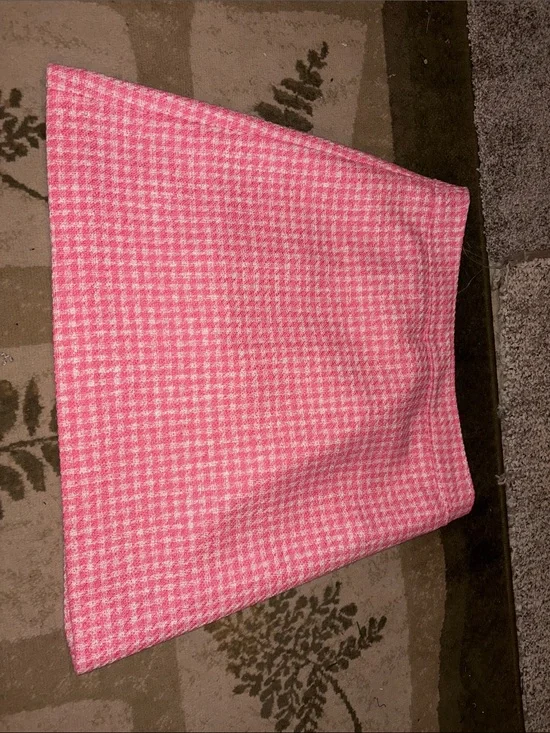 J. Crew Pink Houndstooth A-Line Mini Skirt