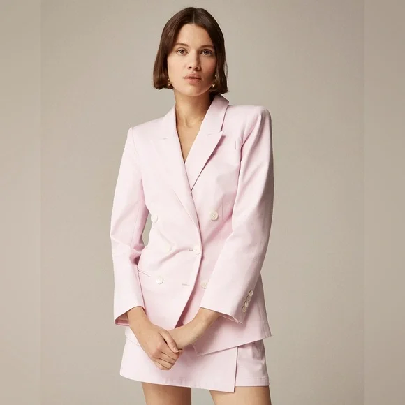 J.Crew Double-breasted blazer jacket in bi-stretch cotton blend BZ880