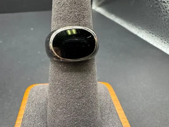 Vintage Thai 925 Sterling Silver Black Onyx Signet Ring Mens Oval Stone Sz 6.75