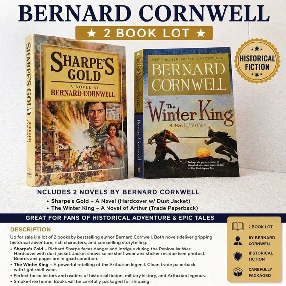 Lot Of Bernard‎ Cornwell Books.  The Winter King, Sharpe's Assassin.