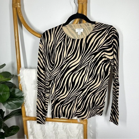 J. Crew Zebra Teddie Printed Sweater sz XS