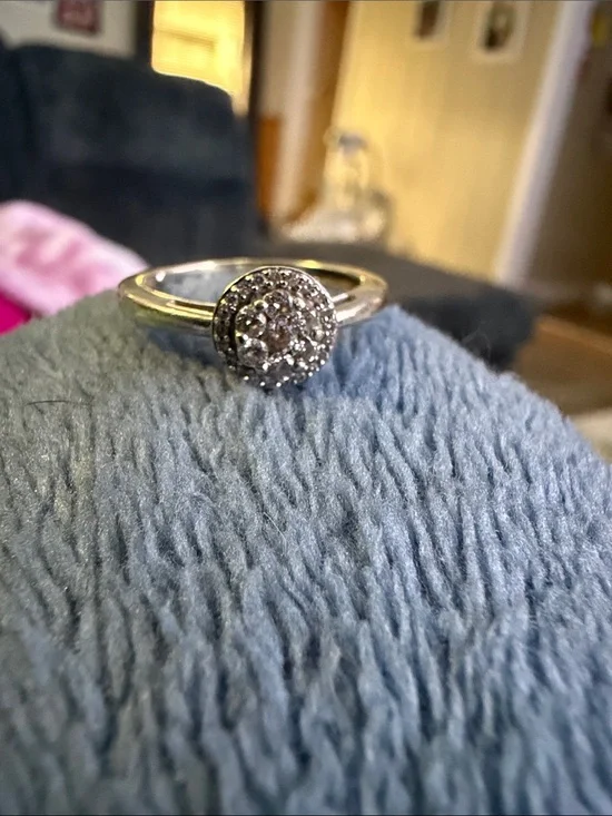 Kay Jewelers Silver Pavé Round Cluster Ring with Clear Stones