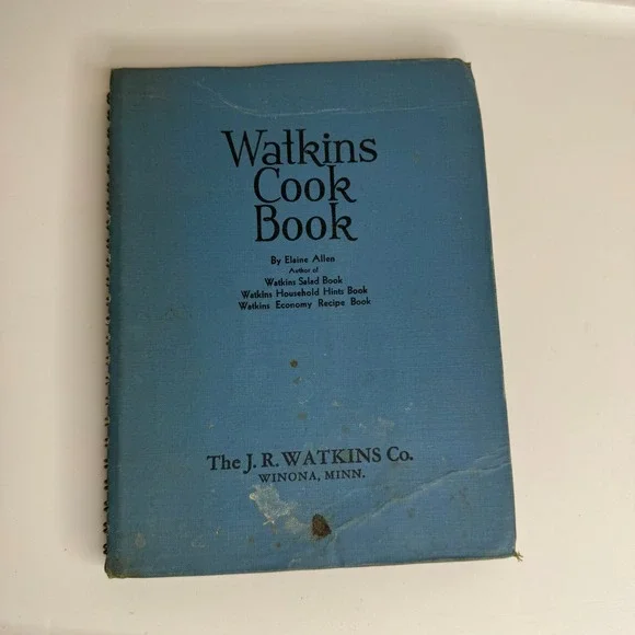Vintage Watkins Cook Book by Elaine Allen J.R. Watkins Co. Blue Spiral Bound
