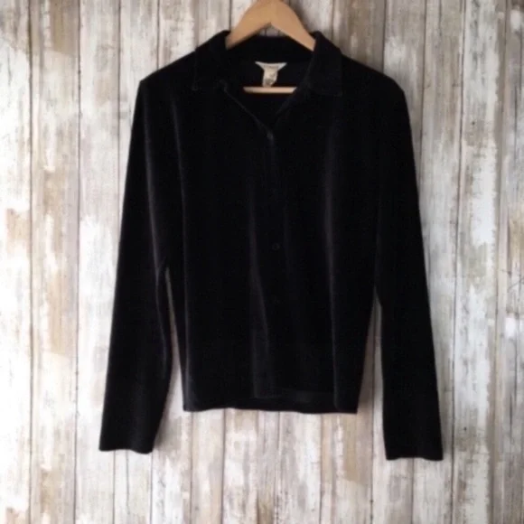J.Crew Black Corduroy Button Down Shirt Boxy Fit Collared Casual Layering Piece