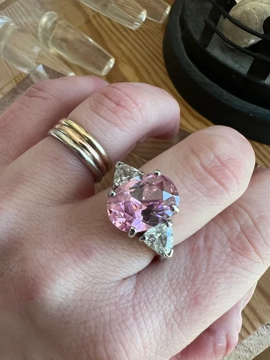 Pink CZ Ring Marked FAS 925 Size 7.5