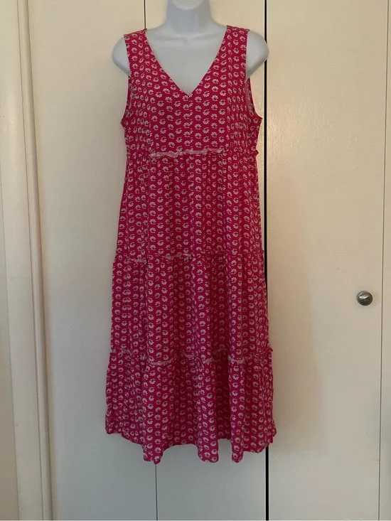 J. Crew tiered floral sleeveless midi dress pockets 6