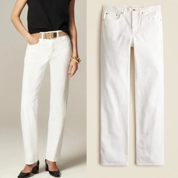 J. Crew White ‘84 Slouchy Jeans Mid-Rise Relaxed Straight Leg size 33 NWT